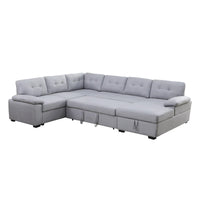 Aine Convertible Sleeper Sectional Sofa with Storage Chaise – Pull-Out Bed Couch for Living Room, Dark Gray 5-Seater