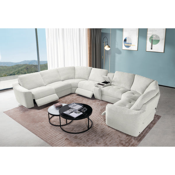 Devine Power Recliner Sectional Sofa with Storage Console, Wireless & USB Charging – Polyester Blend Reclining Couch with Cup Holders