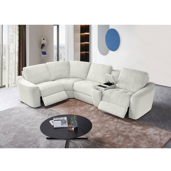 Devine Power Reclining Sectional Sofa with Wireless Charger, USB Ports, Cup Holders & Storage – Modern Plush Upholstered Couch