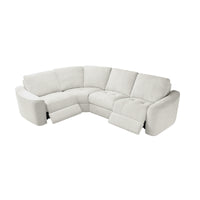 Devine Power Reclining Sectional Sofa with Storage Console, Cup Holders, USB Ports & Wireless Charging – Soft Polyester Upholstery