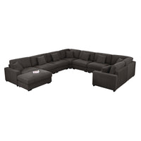 Avery Modular L‑Shape Sectional Sofa Set with Reversible Ottomans – Fabric Cushions, Solid Wood Legs, Removable Covers