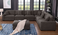 Avery Modern Modular Sectional Sofa Set with Ottoman – L-Shaped Convertible Couch with Solid Wood Legs & Removable Cushions