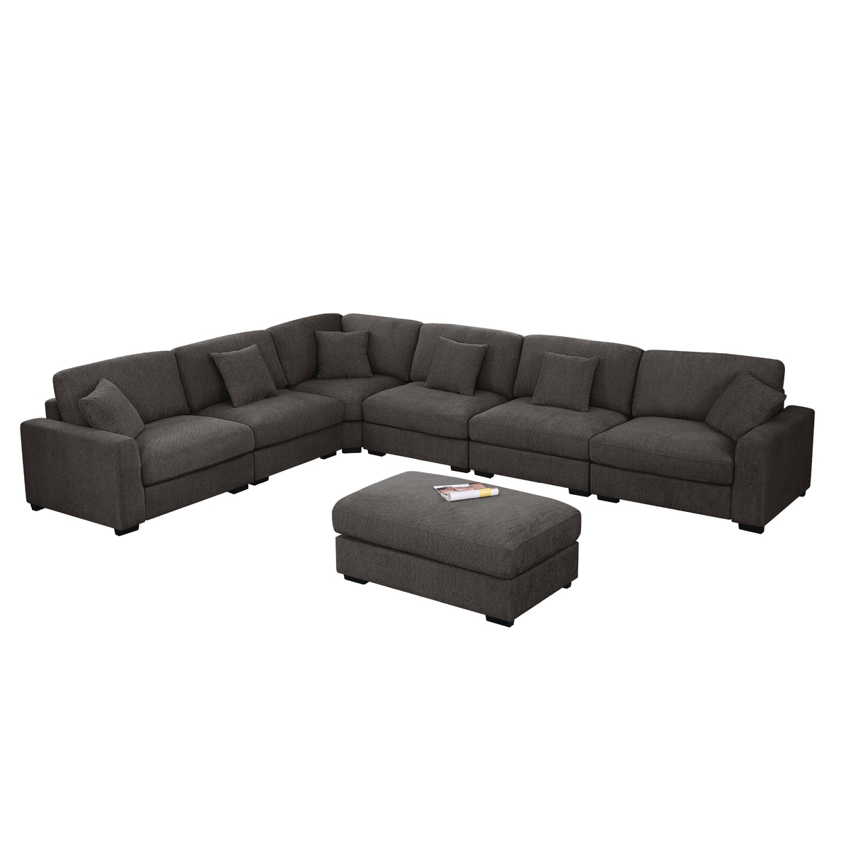 Avery Modern Modular Sectional Sofa Set with Ottoman – L-Shaped Convertible Couch with Solid Wood Legs & Removable Cushions