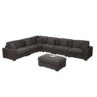 Avery Modern Modular Sectional Sofa Set with Ottoman – L-Shaped Convertible Couch with Solid Wood Legs & Removable Cushions