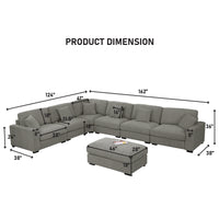 Avery Modern Modular Sectional Sofa Set with Ottoman – L-Shaped Convertible Couch with Solid Wood Legs & Removable Cushions