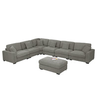 Avery Modern Modular Sectional Sofa Set with Ottoman – L-Shaped Convertible Couch with Solid Wood Legs & Removable Cushions