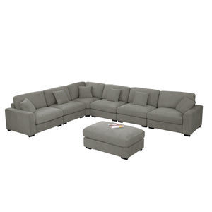 Avery Modern Modular Sectional Sofa Set with Ottoman – L-Shaped Convertible Couch with Solid Wood Legs & Removable Cushions