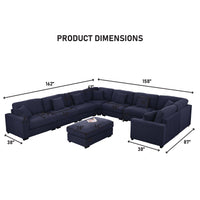 Avery Modular L‑Shape Sectional Sofa Set with Reversible Ottomans – Fabric Cushions, Solid Wood Legs, Removable Covers