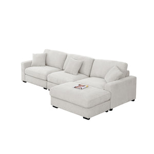 Avery Modular Sectional Sofa Set with Ottoman – L-Shaped Couch with Removable Cushions, Solid Wood Frame, and Soft Fabric Upholstery