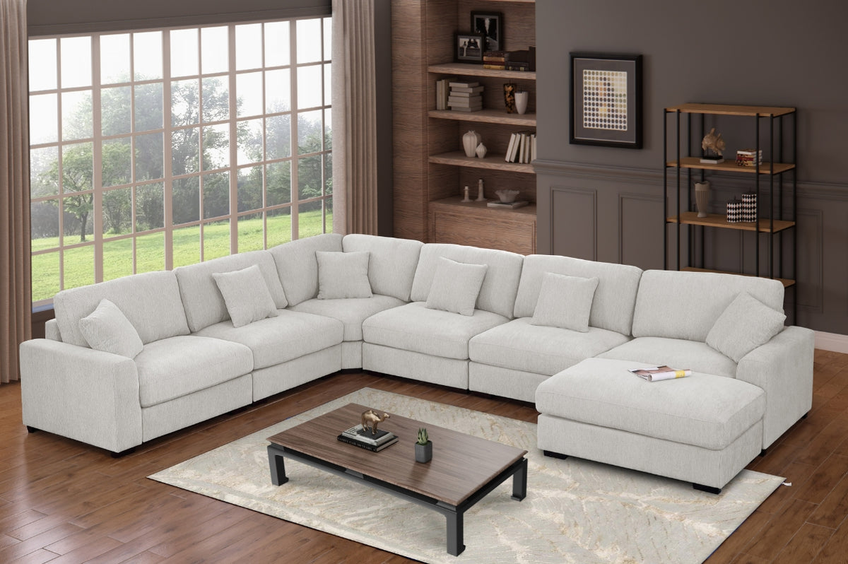 Avery Modern Modular Sectional Sofa Set with Ottoman – L-Shaped Convertible Couch with Solid Wood Legs & Removable Cushions