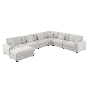 Avery Modern Modular Sectional Sofa Set with Ottoman – L-Shaped Convertible Couch with Solid Wood Legs & Removable Cushions