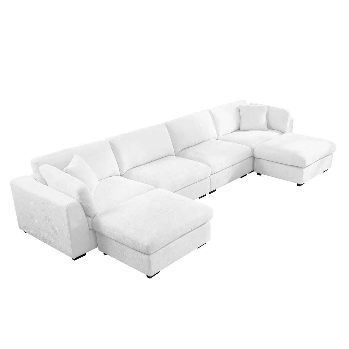 Luis Spacious Modular 4‑Seat Sectional with 2 Ottomans – Polyester Fabric Couch with High‑Density Foam, Wood Frame & Removable Cushion Covers