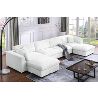 Luis Spacious Modular 4‑Seat Sectional with 2 Ottomans – Polyester Fabric Couch with High‑Density Foam, Wood Frame & Removable Cushion Covers