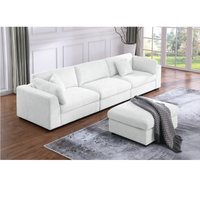Luis Modular 3-Seater Sofa with Reversible Ottoman – Polyester Upholstered Couch with Deep Cushions, Wide Armrests & Solid Wood Frame