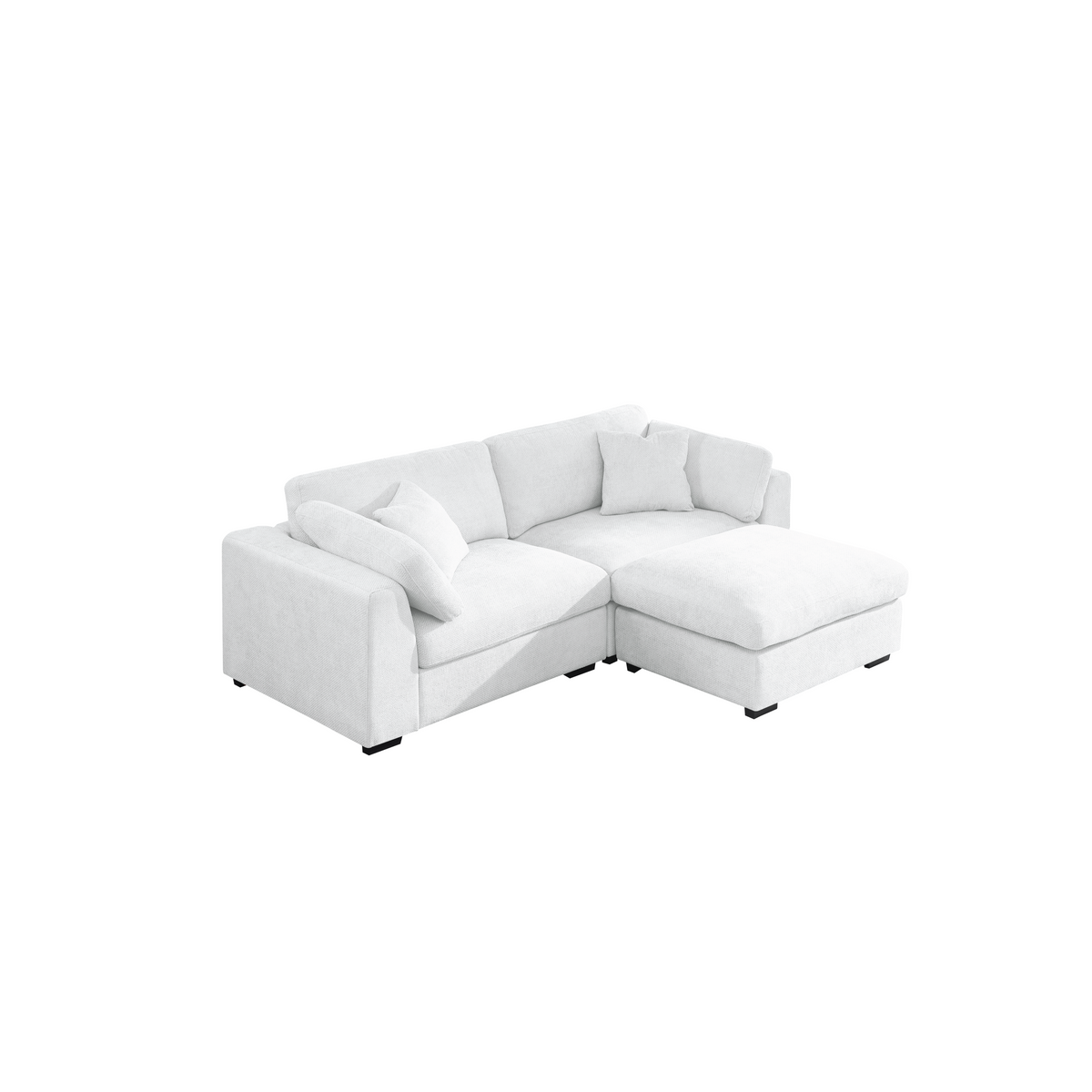 Luis Compact Modular Sofa with Ottoman – Loveseat Design Featuring High-Density Foam, Throw Pillows & Machine-Washable Cushions