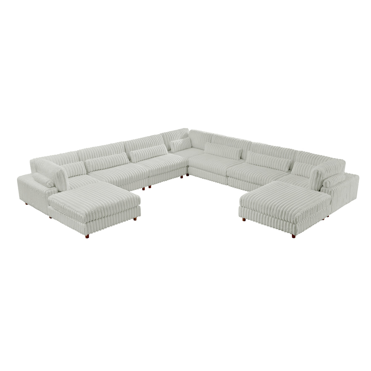 Sally Modern Modular Corduroy Sectional Sofa Set with 2 Ottomans – L‑Shape Convertible Couch, Deep Foam Cushions & Removable Covers