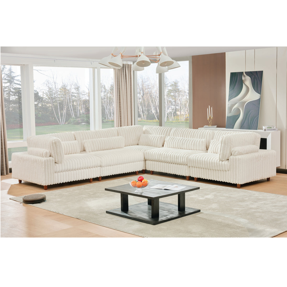Sally Modern Corduroy Fabric Sectional – Plush Modular Design, Deep Cushions & Easy-Clean Covers