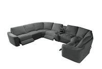 Devine Power Recliner Sectional Sofa with Storage Console, Wireless & USB Charging – Polyester Blend Reclining Couch with Cup Holders