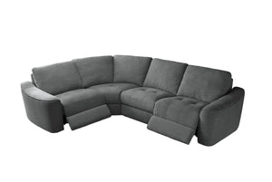 Devine Power Reclining Sectional Sofa with Storage Console, Cup Holders, USB Ports & Wireless Charging – Soft Polyester Upholstery