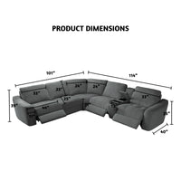 Devine Power Reclining Sectional Sofa – Built-In USB, Wireless Charging, Storage & Cup Holders, Plush Polyester Upholstery