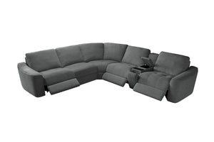 Devine Power Reclining Sectional Sofa – Built-In USB, Wireless Charging, Storage & Cup Holders, Plush Polyester Upholstery