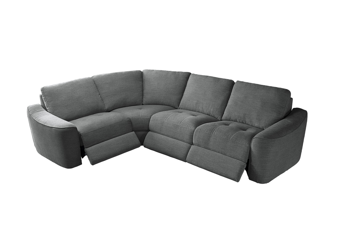Devine Contemporary Power Recliner Sectional with Built-In Storage, Wireless Charger, USB Ports & Drink Holders – Soft Durable Fabric Couch