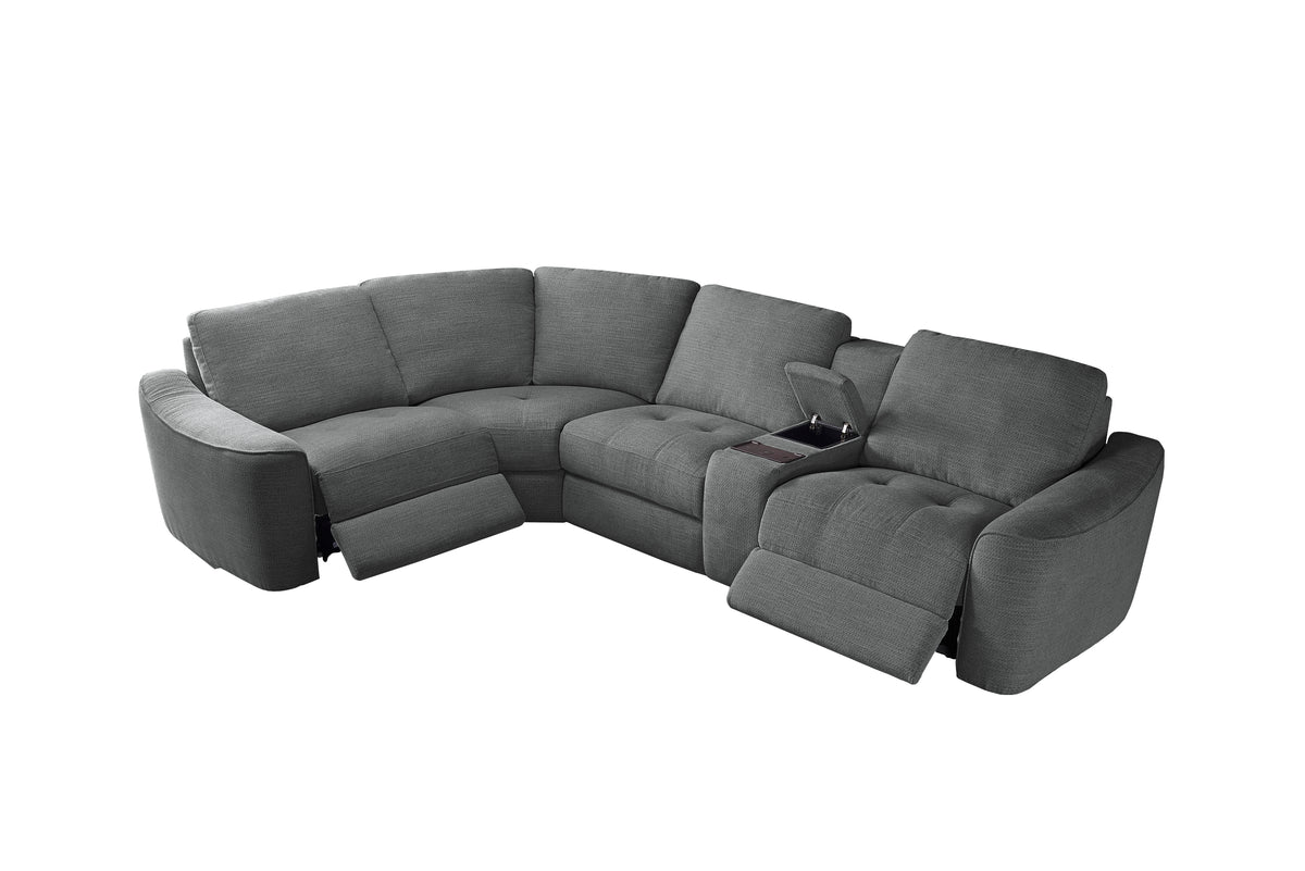 Devine Power Reclining Sectional Sofa with Wireless Charger, USB Ports, Cup Holders & Storage – Modern Plush Upholstered Couch