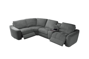 Devine Power Reclining Sectional Sofa with Wireless Charger, USB Ports, Cup Holders & Storage – Modern Plush Upholstered Couch
