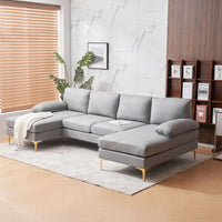 Shinelle Modular Velvet Sectional Sofa with Extra-Wide Chaise – U-Shaped Couch with Memory Foam Cushions & Removable Pillows