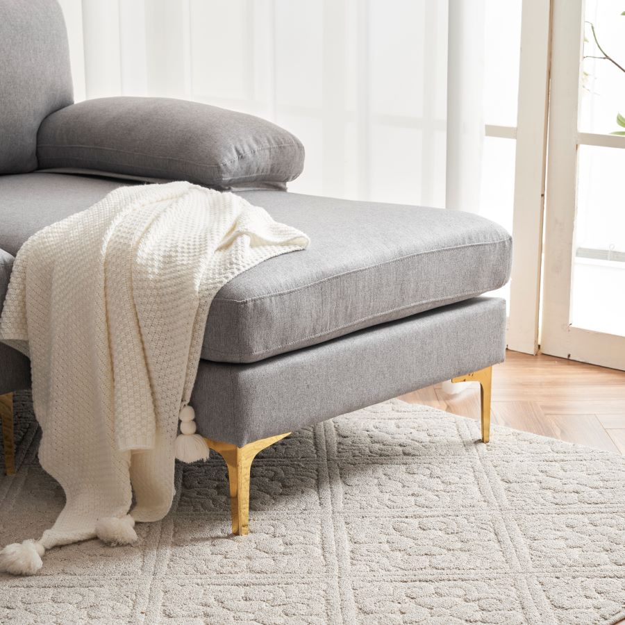 Shinelle Modular Velvet Sectional Sofa with Extra-Wide Chaise – U-Shaped Couch with Memory Foam Cushions & Removable Pillows