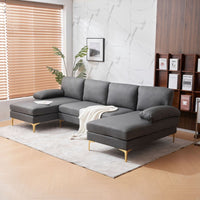 Shinelle Modular Velvet Sectional Sofa with Extra-Wide Chaise – U-Shaped Couch with Memory Foam Cushions & Removable Pillows