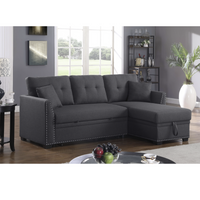 Alma Sleeper Sectional Sofa with Storage Chaise – Convertible Full-Size Bed Couch with Nailhead Trim, Inner Spring Cushions & Compact Design