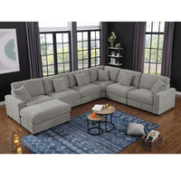 Avery Modern Modular Sectional Sofa Set with Ottoman – L-Shaped Convertible Couch with Solid Wood Legs & Removable Cushions