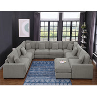 Avery Modular L‑Shape Sectional Sofa Set with Reversible Ottomans – Fabric Cushions, Solid Wood Legs, Removable Covers
