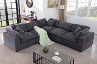 Cassie 6-Piece Oversized Modular Sectional Sofa with Large Ottoman – Chenille Upholstery, Deep Spring Cushions & Durable Pine Wood Frame