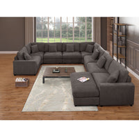 Avery Modular L‑Shape Sectional Sofa Set with Reversible Ottomans – Fabric Cushions, Solid Wood Legs, Removable Covers