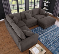 Avery Modular Sectional Sofa Set with Ottoman – Customizable Layout with Deep Foam Seating, Tailored Stitching & Rustic Wood Base