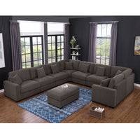 Avery Modular L‑Shape Sectional Sofa Set with Reversible Ottomans – Fabric Cushions, Solid Wood Legs, Removable Covers