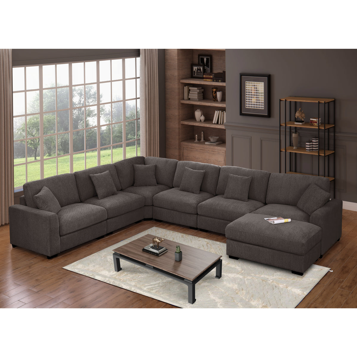 Avery Modern Modular Sectional Sofa Set with Ottoman – L-Shaped Convertible Couch with Solid Wood Legs & Removable Cushions