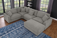 Avery Modular Sectional Sofa Set with Ottoman – Customizable Layout with Deep Foam Seating, Tailored Stitching & Rustic Wood Base