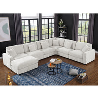 Avery Modern Modular Sectional Sofa Set with Ottoman – L-Shaped Convertible Couch with Solid Wood Legs & Removable Cushions