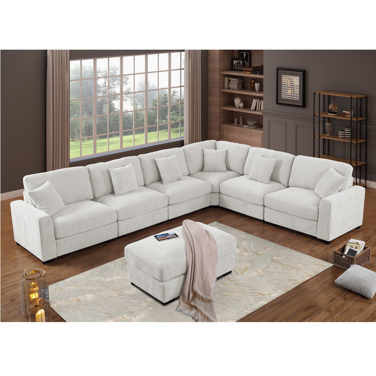 Avery Modern Modular Sectional Sofa Set with Ottoman – L-Shaped Convertible Couch with Solid Wood Legs & Removable Cushions