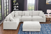 Avery Modular Sectional Sofa Set with Ottoman – Customizable Layout with Deep Foam Seating, Tailored Stitching & Rustic Wood Base