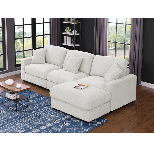 Avery Modular Sectional Sofa Set with Ottoman – L-Shaped Couch with Removable Cushions, Solid Wood Frame, and Soft Fabric Upholstery
