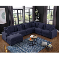 Avery Modern Modular Sectional Sofa Set with Ottoman – L-Shaped Convertible Couch with Solid Wood Legs & Removable Cushions