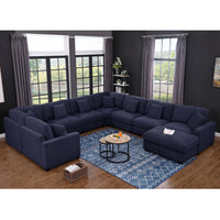 Avery Modular L‑Shape Sectional Sofa Set with Reversible Ottomans – Fabric Cushions, Solid Wood Legs, Removable Covers