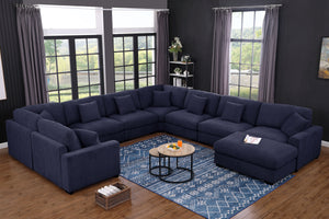 Avery Modular Sectional Sofa Set with 2 Ottomans – 8 - Seat Configurable Couch with Removable Cushions, Solid Wood Frame & Tailored Stitching