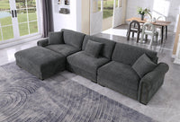 Oliver Modular Sectional Sofa with Nailhead Trim, Reversible Ottoman & Armless Chair – High-Density Foam Cushions & Pocket Spring Support