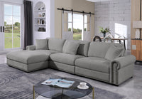 Oliver Modular Sectional Sofa with Nailhead Trim, Reversible Ottoman & Armless Chair – High-Density Foam Cushions & Pocket Spring Support