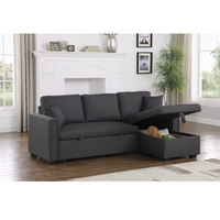Dishaan Convertible Sectional Sofa Bed with Reversible Storage Chaise – Full-Size Pull-Out Sleeper Couch with High-Density Foam Cushions